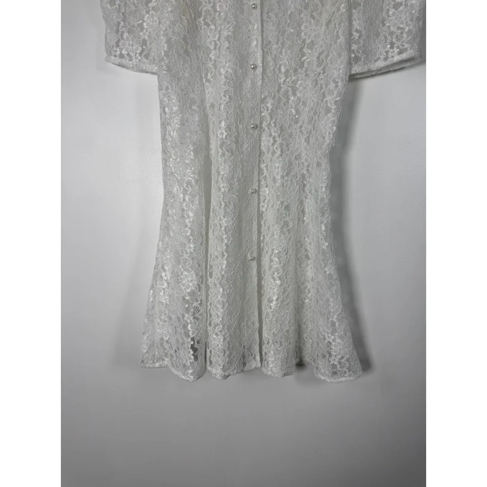 Coquette Amy Too Byer California Girls Size 16 Lace Dress White Pearl Button 90s